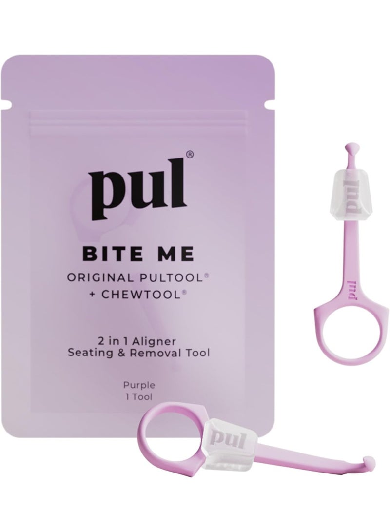 Pul Bite Me Original Pultool, Chewtool, 2 in 1 aligner Seating and Removal Tool, Purple 2 Tools